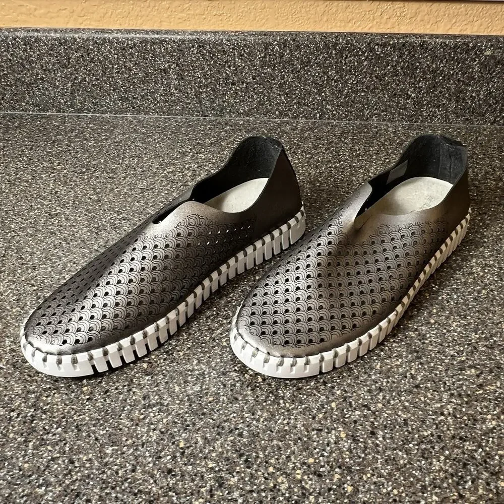 Ilse Jacobsen Women EU 38 US 7.5 Pewter Leather Slip On Shoe Comfort Casual Flat